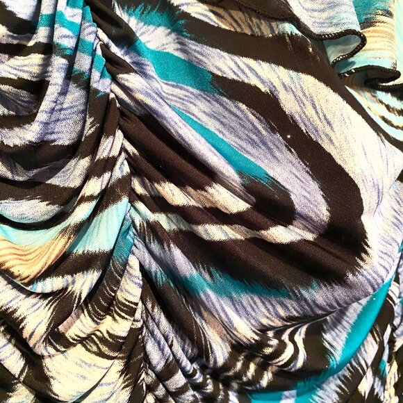 Fiona & Purple Y2K One Shoulder Blue & Black Top Size Large - Picture 5 of 6